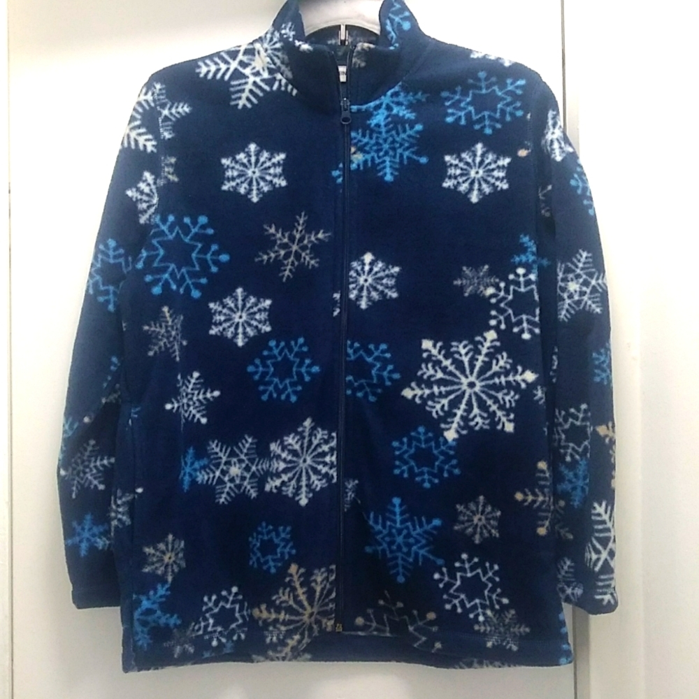 Medium Petite Fleece Blue Snowflake  Sweater
